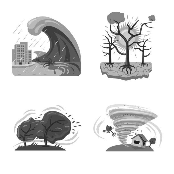 孤立对象自然灾害标志集图片下载