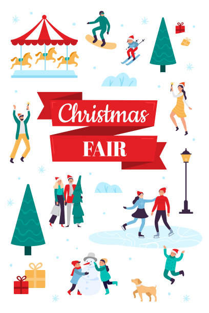 圣诞集市冬季假日海报雪图片下载