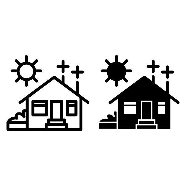 房子上的太阳能电力线和字形图标太阳能图片下载