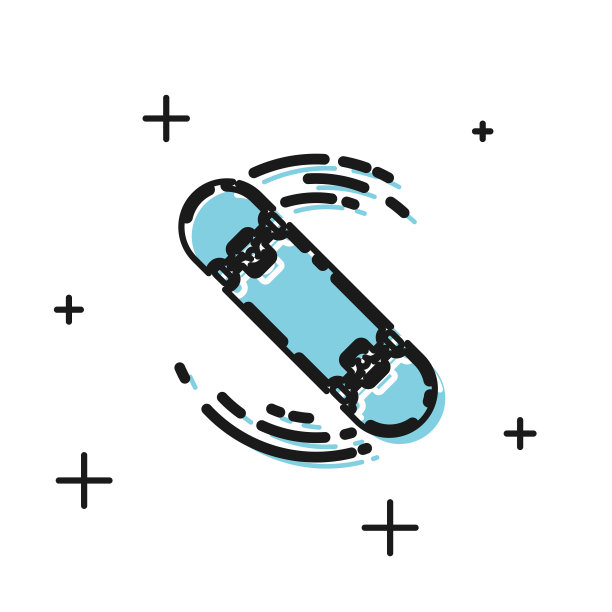 黑色滑板把戏图标孤立在白色图片下载