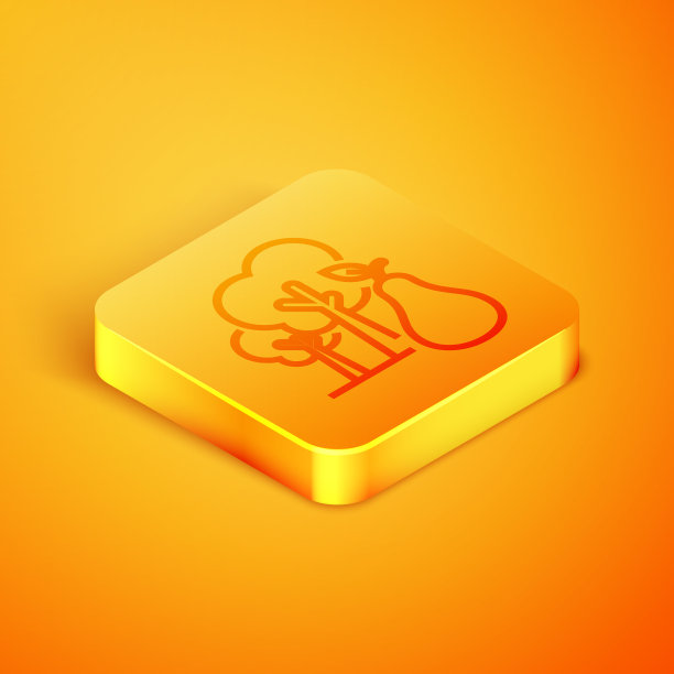 等距线树与梨图标孤立上图片下载