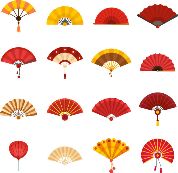 手持风扇图标设置扁平风格图片下载