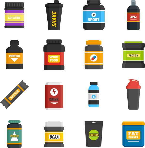 运动营养图标设置扁平化风格图片下载