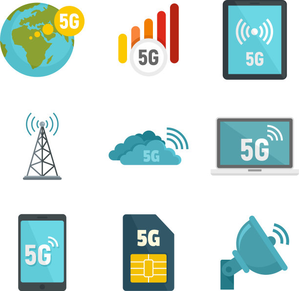 5g技术图标设置扁平化风格图片下载