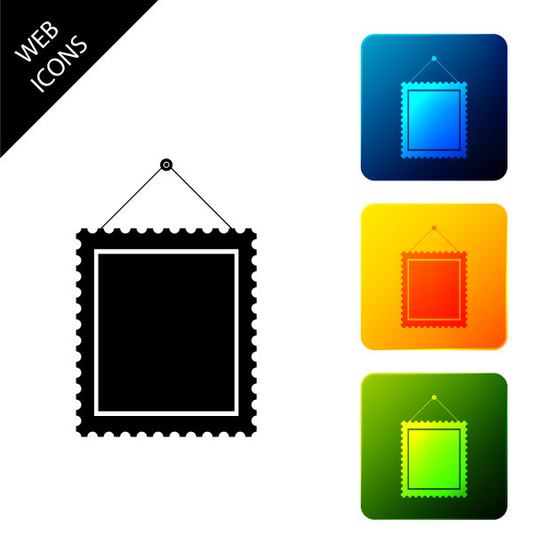 长方形相框挂在墙上的图标图片下载