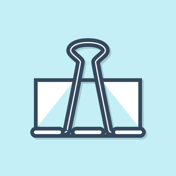 蓝色线活页夹图标隔离在蓝色上图片下载