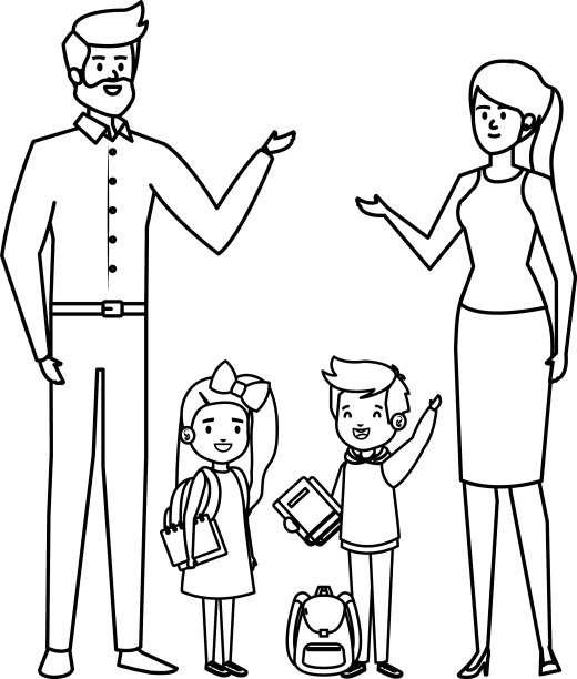 快乐的学生，孩子和一对老师图片下载