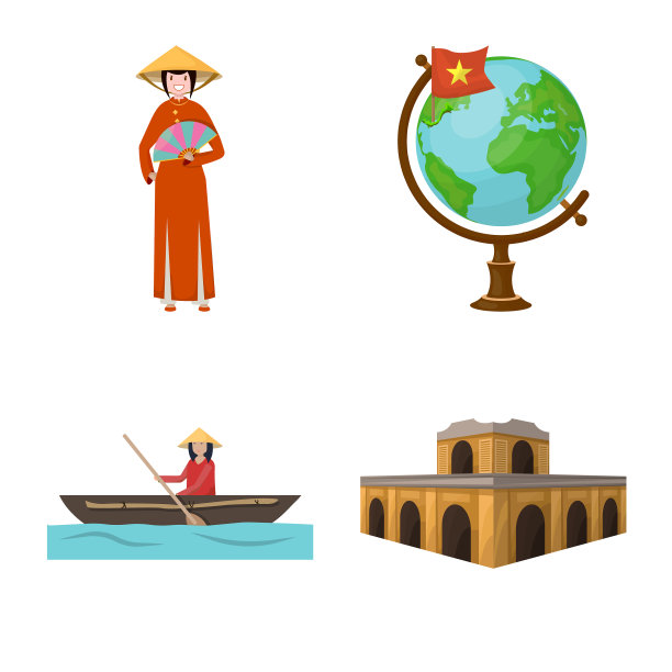 孤立物体旅行和国家标志集图片下载