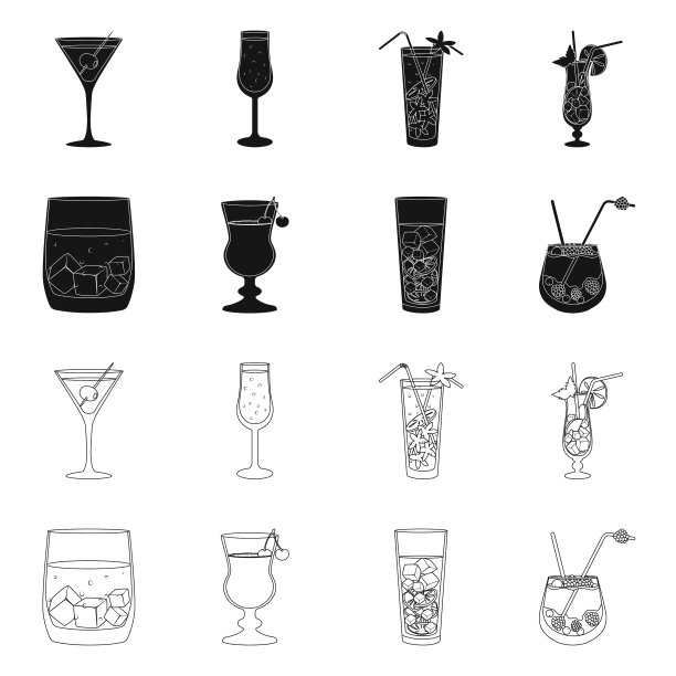 设计酒和餐厅图标集图片下载