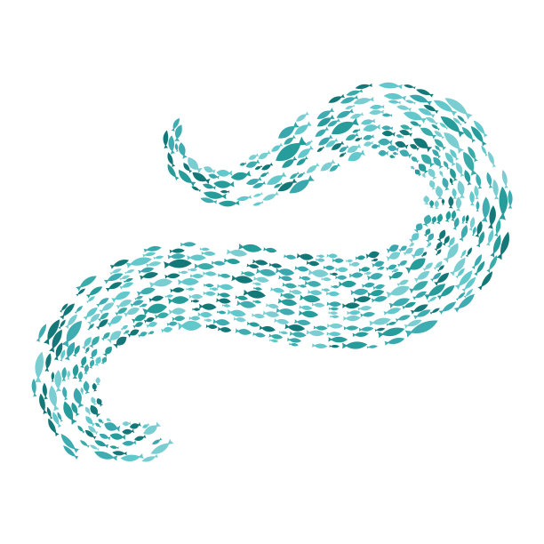 彩色的剪影鱼群一群图片下载