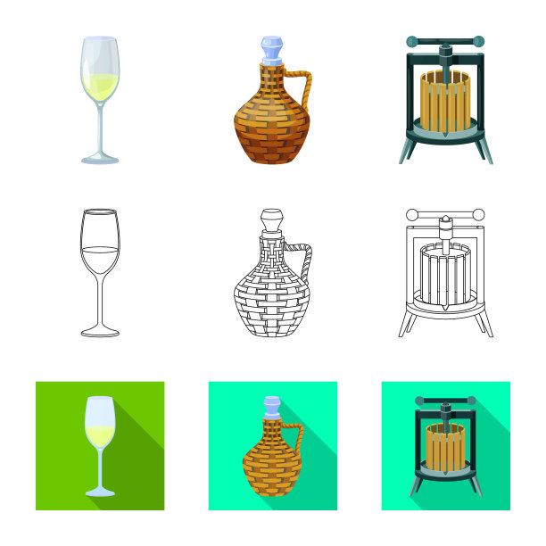 隔离对象农场和葡萄园图标集图片下载