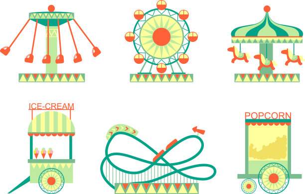 游乐园景点图标集滚轮图片下载