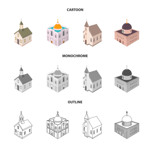 设计寺庙和历史标志集图片下载