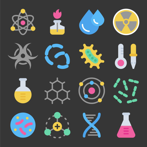 彩色化学科学图标集图片下载