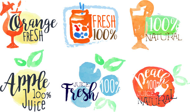 天然鲜榨果汁明亮标签设置生态生物图片下载