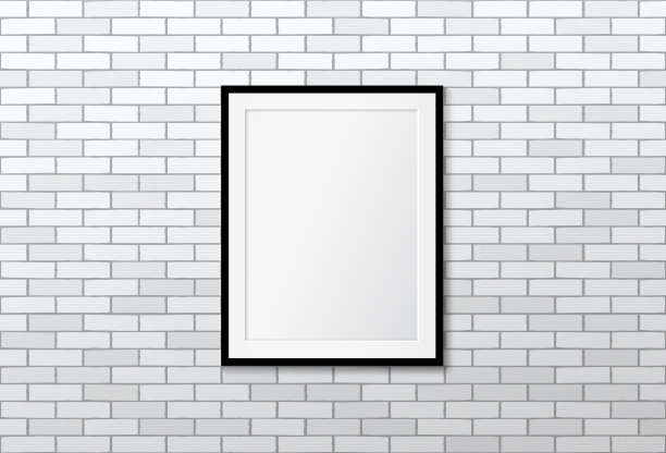 砖墙上的现代框架模型图片下载