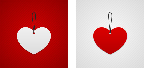 红白心形标签图片下载