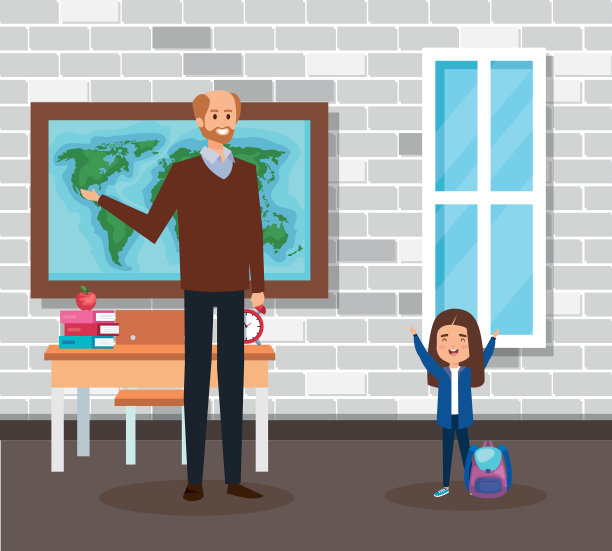 男老师和女学生在学校的场景图片下载