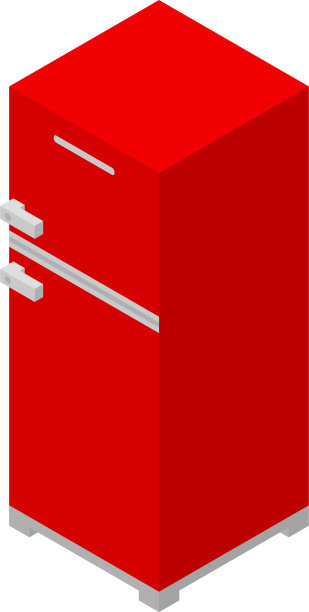 红色冰箱图标等距风格图片下载