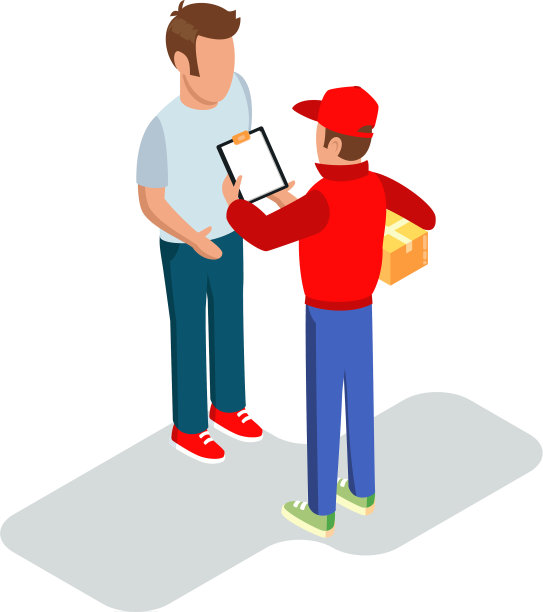 快递员在制服保存在手纸板箱图片下载