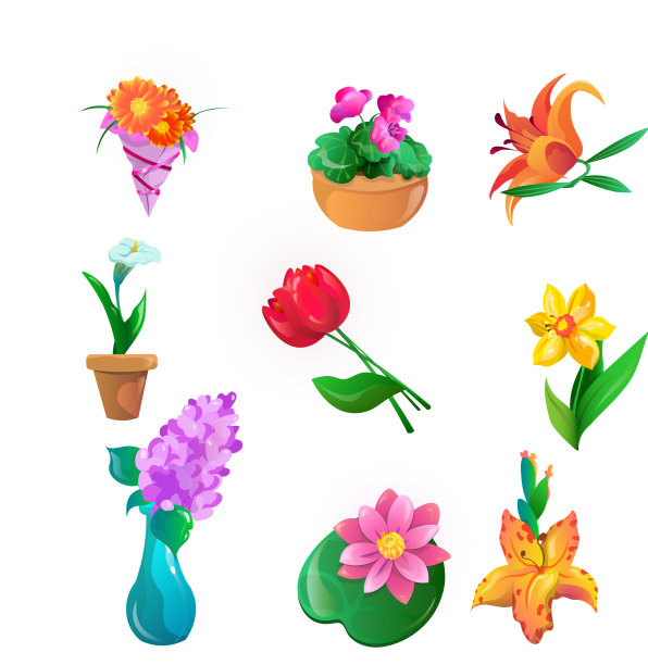 花设置光栅在平面卡通图片下载