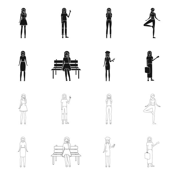 设计姿态和情绪的标志集图片下载