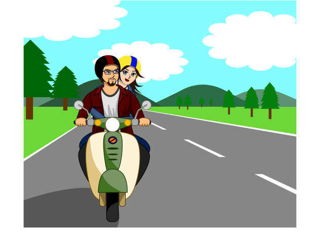 情侣自行车草地图片下载