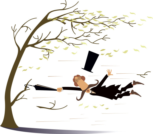 大风伞和人抢树图片下载