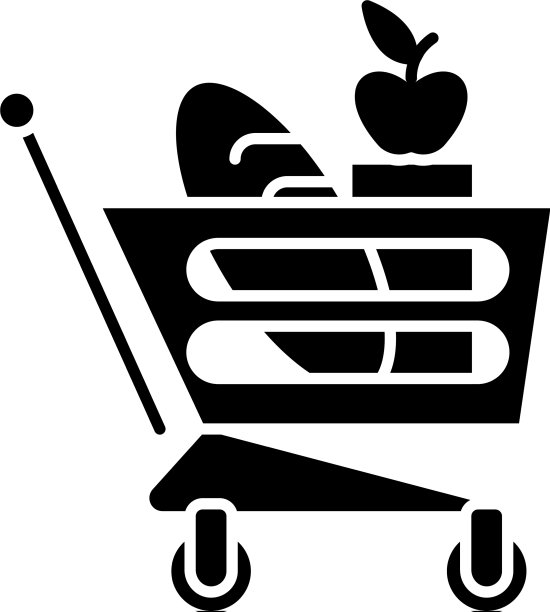 好的食物篮子黑色图标上签字图片下载