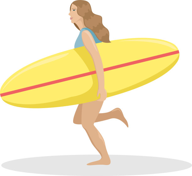 沙滩上穿着泳衣的女孩在冲浪图片下载