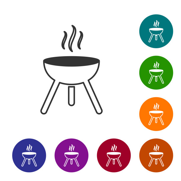 灰色烧烤架线图标孤立在白色图片下载