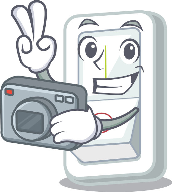 摄影师灯光开关与吉祥物隔离图片下载