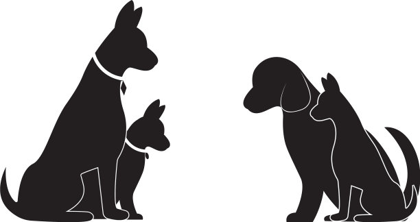 猫和狗的剪影标志图片下载