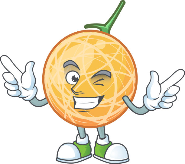 眨眼的水果哈密瓜卡通人物为食物图片下载