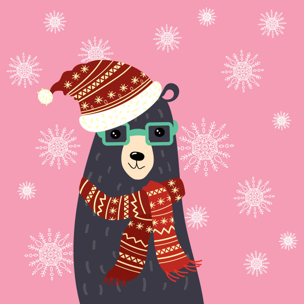 圣诞节有一只戴着帽子的熊图片下载