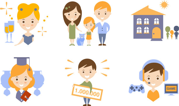 幸福的家庭现代生活方式图标固定图片下载