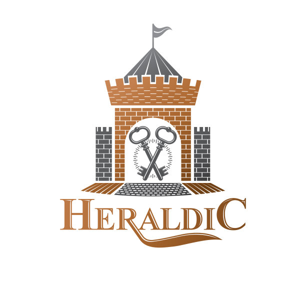 古堡垒徽章纹章设计元素图片下载