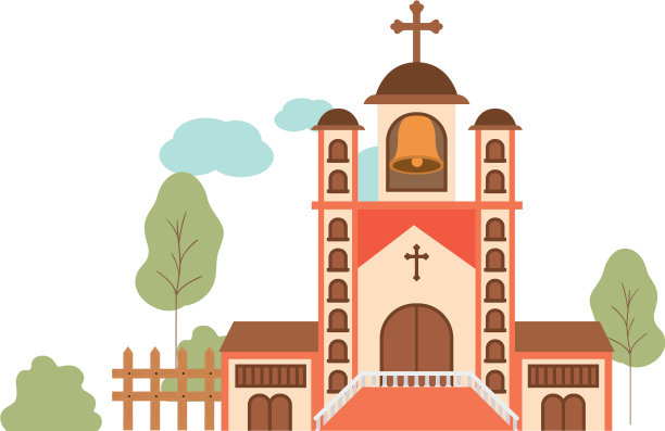 教堂的正面景观图片下载