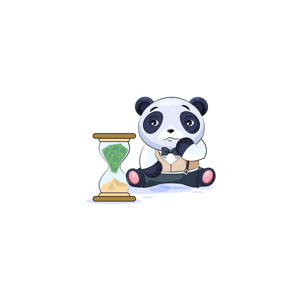 穿着西装的熊猫坐在沙漏里图片下载
