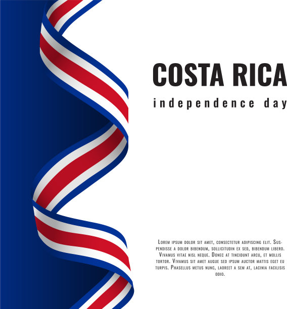 哥斯达黎加独立日彩带横幅图片下载