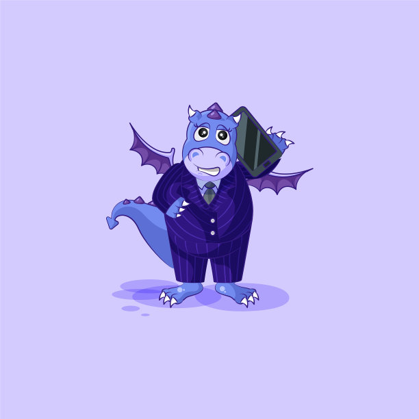 穿着西装的龙带着智能手机图片下载