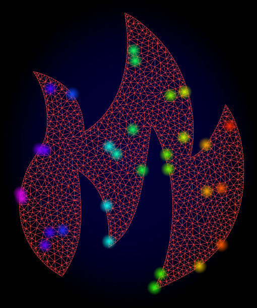 红色网火与彩虹色眩光图片下载