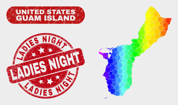 彩色马赛克关岛地图和划图片下载