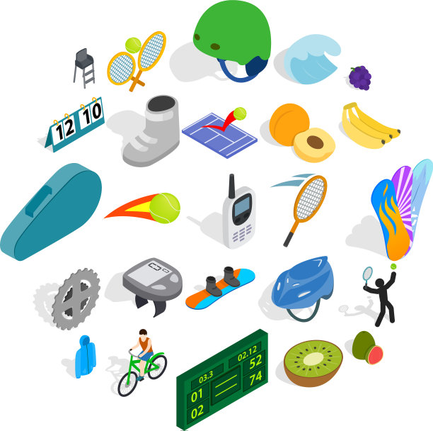 重要的冠军图标设置等距风格图片下载