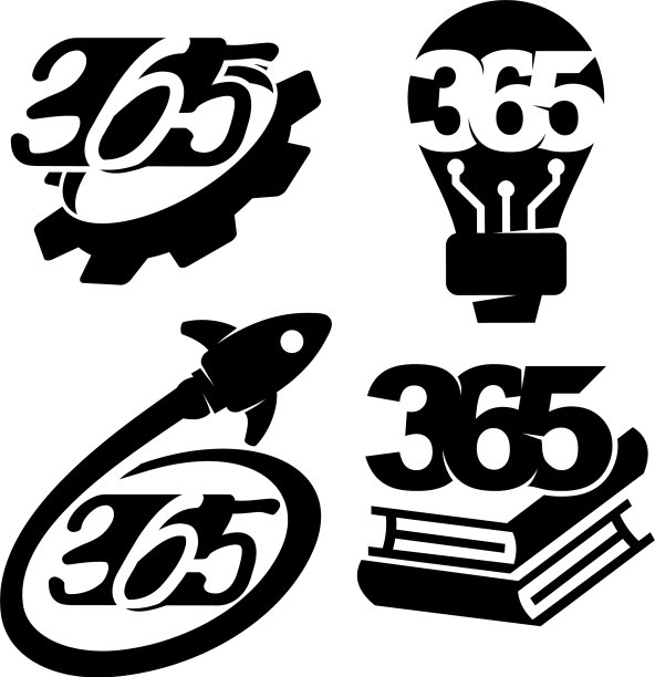 齿轮灯泡火箭书籍365无限logo图标黑色图片下载