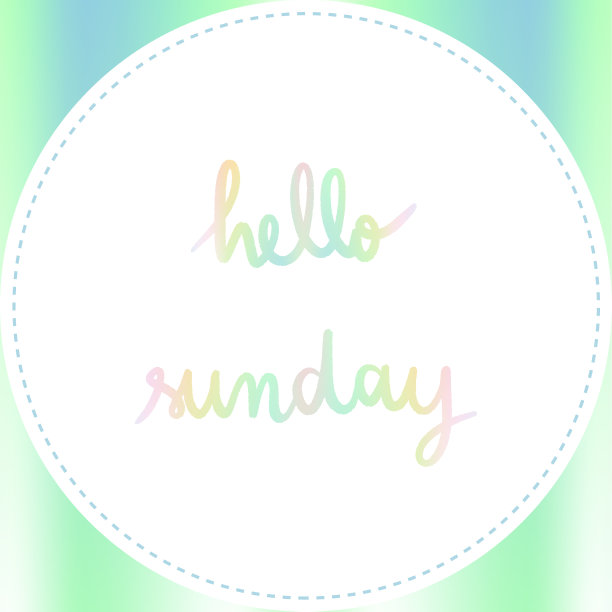 彩色背景与hello Sunday手写字母图片下载