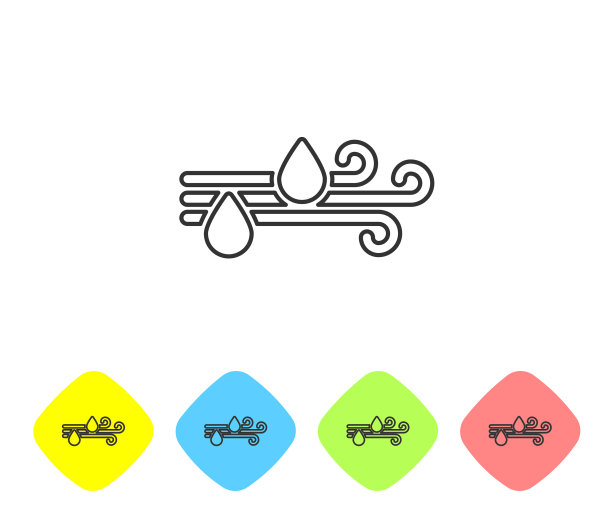 灰线风和雨的图标孤立在白色图片下载