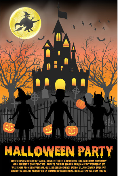 万圣节的孩子们装扮派对图片下载