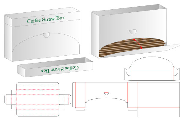 咖啡吸管盒包装模切模板设计图片下载