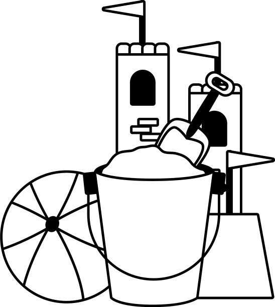 沙滩桶铲城堡和球图片下载